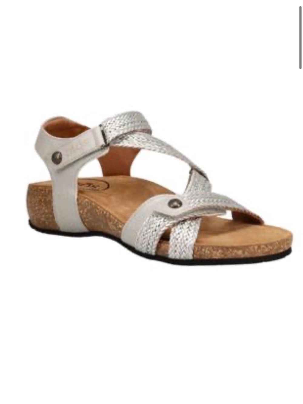 Taos Footwear Trulie Silver Braided-Strap Women’s Cork Sandals Size 41